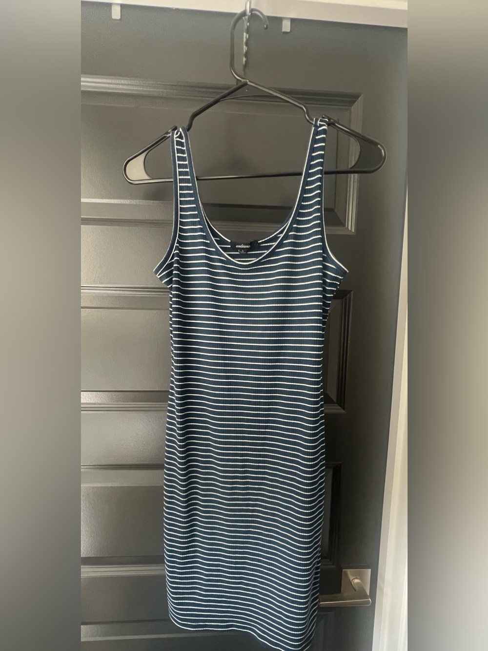 Ambiance Navy & White Striped Midi Tank Dress